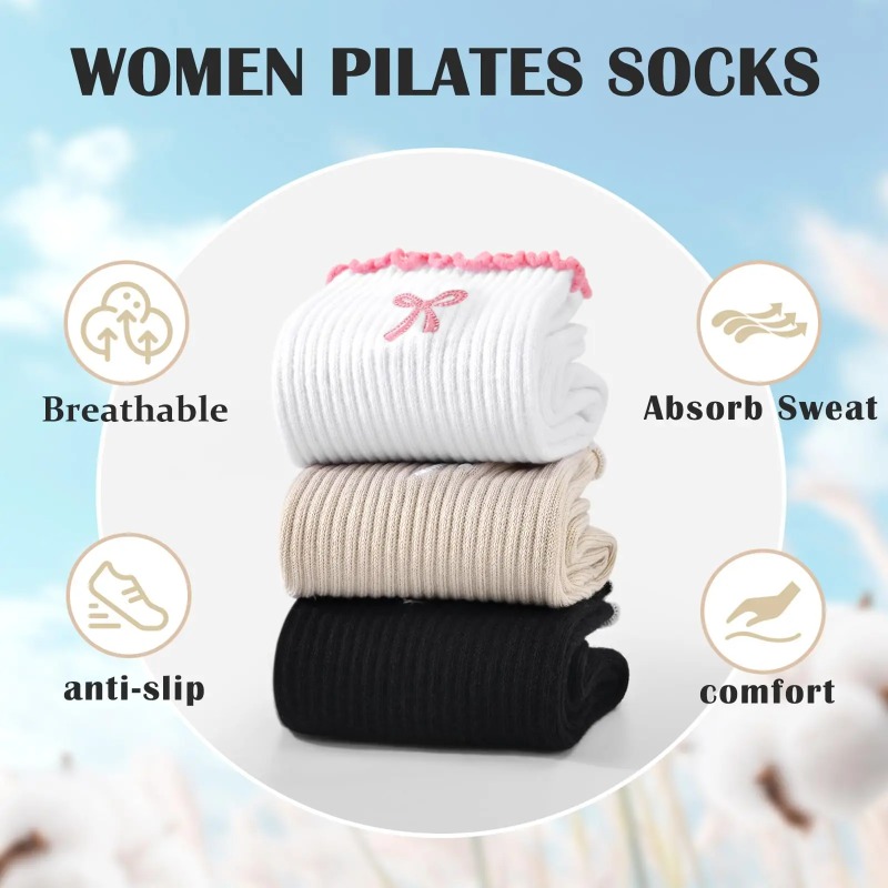 Pilates & Yoga Unleashed Studio Tuckahoe - Professional Yoga Socks, Cotton Strap Silicone