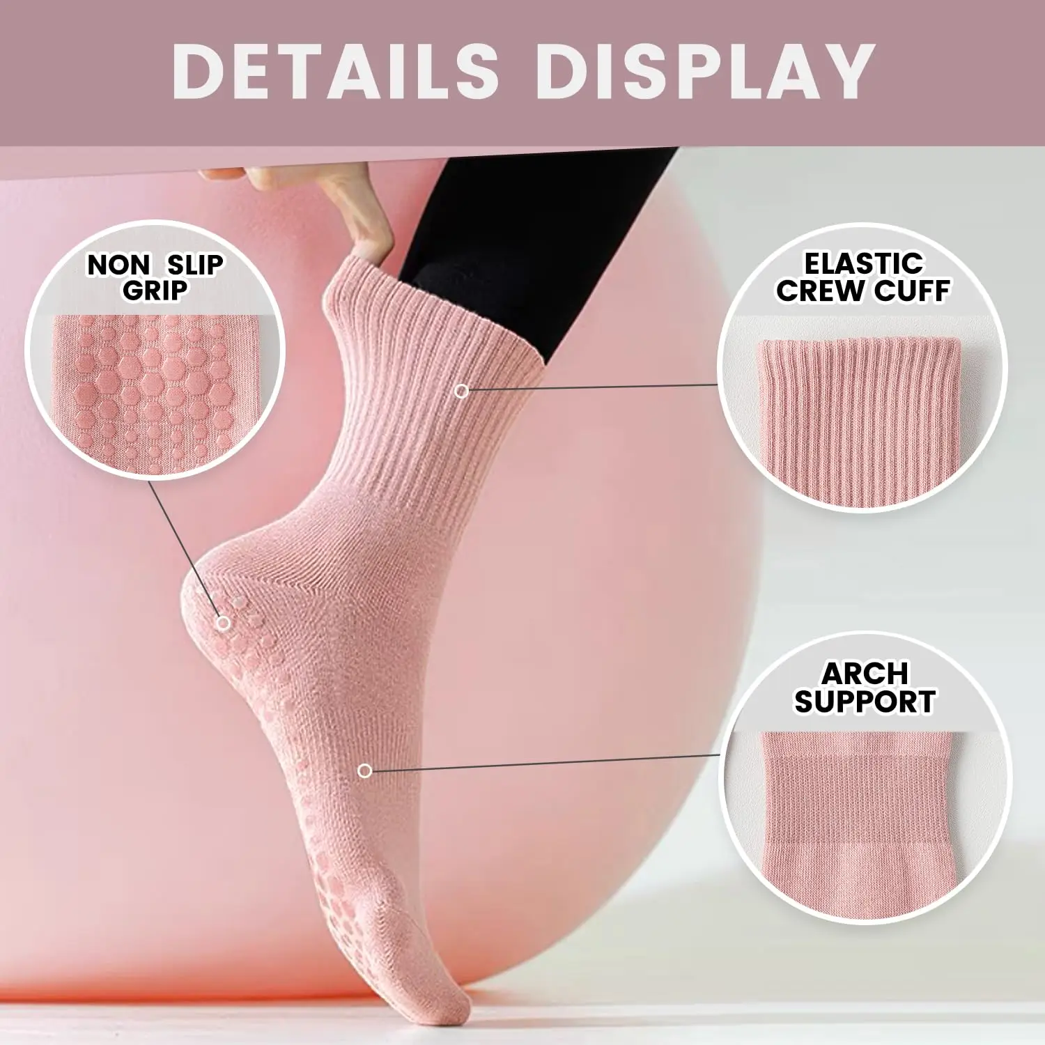4 pairs of women's yoga socks, - Pilates & Yoga Unleashed Studio Tuckahoe ulasan dan harga